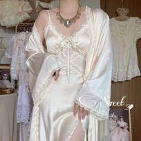 Šilkinė seksuali suknelė su petnešėlėmis, laisvalaikio korėjietiška elegantiška ilga suskirstyta suknelė, nėriniuota suknelė, moteriška madinga elegantiška V kaklo L
