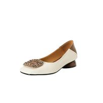 Luxurious Women's Pumps 2024 New Comfortable Low Heel Commuting Work Shoes for Women Soft Leather Ladies Shallow Mouth Shoes 34 smėlis