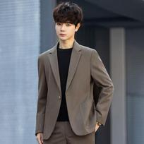 Casual Suit Men's Jacket High-end Hong Kong Style Ruffian Handsome Korean Version Green Small Suit Men's Top XL chaki