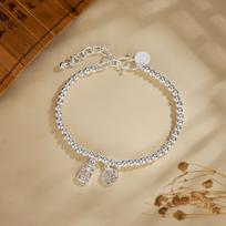 Exquisite Silver Beaded Bracelet: Light Luxury Ping An Fu Charm for Women – Perfect Gift for Bestie, Girlfriend, or Lover