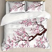 Japanese Mount Fuji Sakura Tree Flower 3D Printed Quilt cover sets Fashion Art Exquisite Home Textiles Duvet Cover Pillowcases 135x200cm 2pcs
