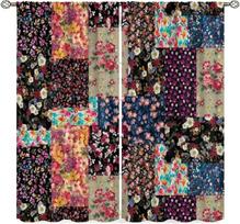 Boho pleistų rašto užuolaidos, vintage gėlių bohemiškas paisley gėlių raštas langų užuolaidos svetainei, miegamajam, virtuvei, vonios kambariui 53x116CM-2PC