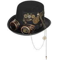 Gay Top Hat Steampunk Top Hat With Goggles Black Halloween Top Hat Carnival 1 juoda