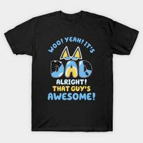 Men Black Print T-shirt Bluey Dad, That Guys Awesome No-Cut Transfer Paper Print Cotton Tshirt 4XL juoda