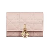 Dior My  Miss  Glycine Pendant Check Pattern Lambskin Wallet Women wallet Light-Gold Light-Pink S0966ONMJ-M413 Box(Basic Set+Box)