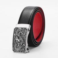 ZIPPO vyriškas natūralios odos diržas su automatiniu sagtimi 3.5cm juodai-raudona spalva