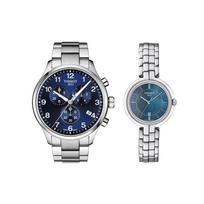 TISSOT Quartz Movement Unisex Watch 45mm Blue Dial Stainless Steel Case Stainless Steel Watchband T1166171104701+T0942101112100 T116.617.11.047.01 Couple Watches