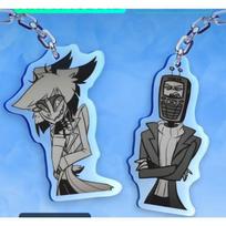 Anime Cartoons Acrylic Keychain for Alastor Vox Rosie Keekee Self-Made Car Key Pendant Acrylic Key Ring Peripheral Pendant Gift 2psc