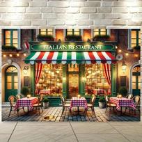 2D Printing Italian Cafe Shop Backdrop, Classic Checkerboard Table Party Background 47.2x31.5inch/120*80cm