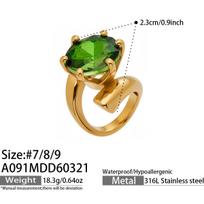 Statement Spiral Wire Rings Prong-set With Sparkling Big Zircon Zircon Rings 18k Gold Plated Stainless Steel Ring for Women 7
