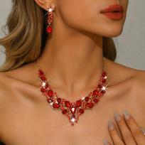 3 Pieces/set of Luxurious Sparkling Zircon Necklace Earrings, Suitable for Brides, Weddings, Banquets, Zircon Gifts