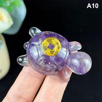 Money Turtle Statue Wealth-Attracting Feng Shui Good Luck Charm Crystal Resin Decorative Turtle Ornament Home Office Decor