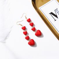 Fashion Long Love Heart Drop Earrings for Women Sexy Red Acrylic Love Dangle Earrings Wedding Party Cute Sweet Zircon Gift