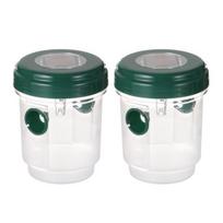 Hanging Wasp Trap Reusable Fruit Fly Trap Eco-friendly Detachable Plastic Hornet Trap with Two Entrances for Garden Orchard Effective Insect Control 2pcs žalia
