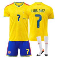 2026 m. FIFA Pasaulio taurės Kolumbijos namų #7 LUIS DÍAZ Sportinio treniruočių rinkinys su kojinėmis Paaugliams Vaikams Suaugusiems Individualus pavadinimas Futbolo aprangos komplektai 16