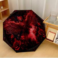 Red Phoenix Among Roses Theme Automatic Umbrella Compact 8-Rib Design Sturdy Construction Durable Umbrella Stylish Accessory
