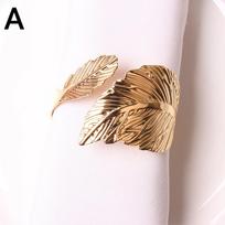Leaf Shape Napkin Ring Gold Silver Color Open Napkin Buckle Resistant Wedding Anniversary Birthday Party Home Table Decoration