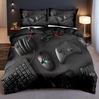 Modern Gamepad 3D Print Duvet Cover Set Youth Video Game Controller Mouse Keyboard Headphone Gaming Bedding Set For Bedroom Dorm EU single(135x200cm)