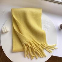 Žiemos pliušinis sunkus pūkuotas šalikas - didelis, minkštas ir šiltas studentams ir poroms 230*35cm žąsinės geltonos spalvos