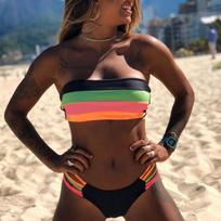 Bikinio maudymosi kostiumas Spalvų derinimo vamzdelio tipo maudymosi kostiumas Moteriški paplūdimio drabužiai Maudymosi kostiumai Vasaros bikini kostiumas EMA S