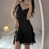 Seductive Lace-Trim Spaghetti Strap Pajama Set with Bra Pads - Summer Sleepwear for Women XL for 110-120 jin