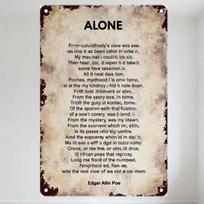 Vintage Edgar Allan Poe 'Alone' Poem Rusty Metal Tin Sign Distressed Aged Wall Plaque for Home Office Man Cave Bar Decor 20x30cm（7.8x11.8inch）