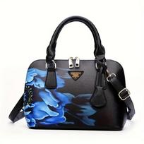 Mažas gėlių raštų viršutinės rankenos krepšys moteriškas Elegantiškas Crossbody Boston krepšys Moteriška rankinė rankinė per petį krepšys piniginė juoda