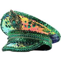 Fashion Captain Hat Bride Military Hat with Rhinestone Wedding Hat Carnivals Hat 1 žalia