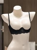 Ultra-thin lace quarter and a half cup bra exposed, steel ring supported on top, small breasts gathered, erotic underwear women S juoda