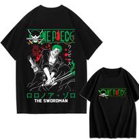 ONE PIECE Zoro Luffy Gear 5 Printed Loose Short-sleeved Cotton T-shirt Summer Tide Pure Cotton Unisex Parent-child Clothing 4XL