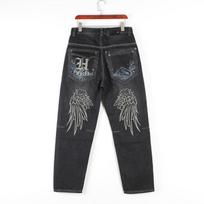GLYDE Loose Baggy Jeans Hiphop Skateboard Denim Pants Street Dance Hip Hop Rap Male Black Trouses 30