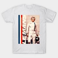 Vyriški juodi marškinėliai su spauda Steve Mcqueen - Lemans Be išpjovimo Transferinis Popierius Spausdintas Medvilninis Marškinėlis S balta