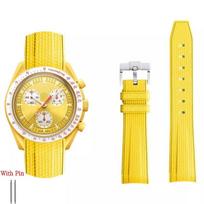 Silikoninis dirželis Swatch X Omega Moonswatch nerūdijančio plieno sagtimi 20 mm lenkta galvutė minkštas atsparus vandeniui keičiama apyrankė moterims vyrams 20mm geltona