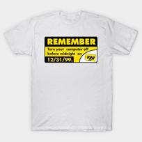 Men Black Print T-shirt Y2K Turn Your Computer Off Before Midnight - 1999 Y2K Bug Mod Reproduction No-Cut Transfer Paper Print Cotton Tshirt S balta