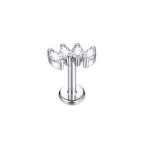 1PC Titanium Cubic Zirconia Stud Earrings Tragus Helix Piercing Internally Threaded Labret Piercing Lip Ring Jewelry for Women 1.2x6mm