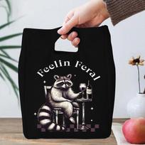 Insulated Lunch Box Women Travel Portable Camping Picnic Tote Bags Feral Girl and Raccoon Print Food Cooler Thermal Lunch Bag