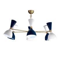 Stilnovo Style Mid Century Brass Sputnik Diabolo Ceiling Chandelier Light 12 Lights 6 Arms Elegant Pendant Lamp auksinė