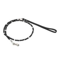 Pet Traction Leash Faux Pearls Decor Escape-proof Faux Leather Pet Dogs Cats juoda