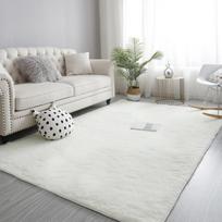 Pliušinis kilimas svetainei, namams, miegamajam, grindų kilimėlis, didelio ploto, skandinaviško stiliaus, miegamojo, lovos šonui W40*L120CM balta