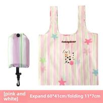 Foldable Shopping Bag, Reusable Grocery Tote Bag, Large Capacity Portable Shoulder Bag for Women rožinė