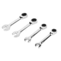 4pcs Short Ratcheting Wrench Set 72 Tooth 8mm 9mm 11mm 12mm Professional Short Wrench for Repair white
