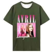 Vintage Avril Lavigne T-shirt, Rock Star Oversized, Loose Casual  3D Printed  Quick-dry, Hip-hop Street Wear, Couple's Top S