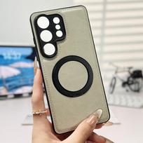 Verslo odinis besisukantis magnetinis stovas dėklas, skirtas Samsung S26 Ultra S25 Plus S24 S23 S22FE A17 A56 A36 A26 A16 A55 A35 A15 Galaxy A13 4G pilka spalva