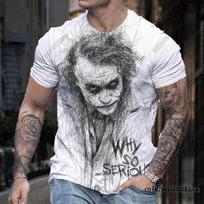 Joker vasaros klasikiniai marškinėliai vyrams Juokingas Džokerio veido eskizas Klounas 3D marškinėliai Laisvalaikio Harajuku stiliaus gatvės drabužiai Vyriški viršutiniai drabužiai XXS