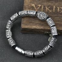Norse Runes Bracelet Vikingo 3pcs /11pcs/13Pcs/15pcs Runes Beads Vegvisir Compass Amulet Viking Bracelet Slavic Accessorier length 19cm