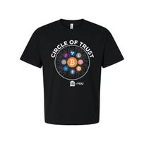 Crypto Circle Of Trust Graphic Tee Featuring Bitcoin And Altcoins For Crypto Ent 4XL