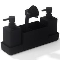 Kitchen Sink Organizer Set with Two 350ml Soap Dispensers Multipurpose Sponges Cleaning Brush and Drip Tray for Home juoda