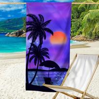 Seaside Coconut Tree Print Beach Towel, Super Absorbent Quick-Drying Swimming Towel Lightweight Beach Blanket W30*H60(CM)