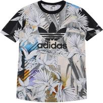 Adidas Originals Marškinėliai trumpomis rankovėmis, apvalia iškirpte, su gėlių raštu, moteriški viršutiniai drabužiai CY7370 32 gray