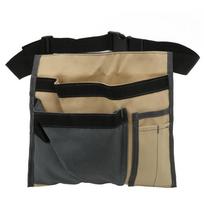 Durable 5-Pocket Tool Belt Bag Canvas Adjustable Belt Waist Hanging Bag Lightweight Utility Belt Bag Gardening Work chaki